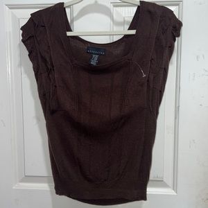Rich Brown Squareneck knit top